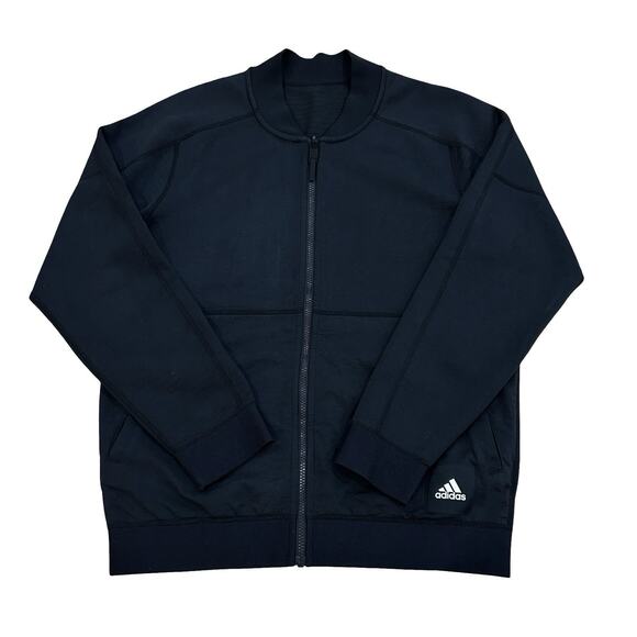 Adidas Reversible Track Bomber Jacket Mens Size XL Black Full Zip Athletic Fit - Picture 1 of 6